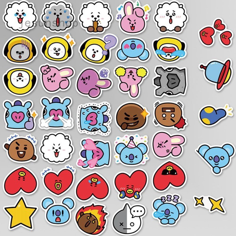 jesunshop ph 40pcs kpop b ts boys bt21 cartoon graffiti sticker j hope rm jung kook scrapbooking decal stickers shopee philippines