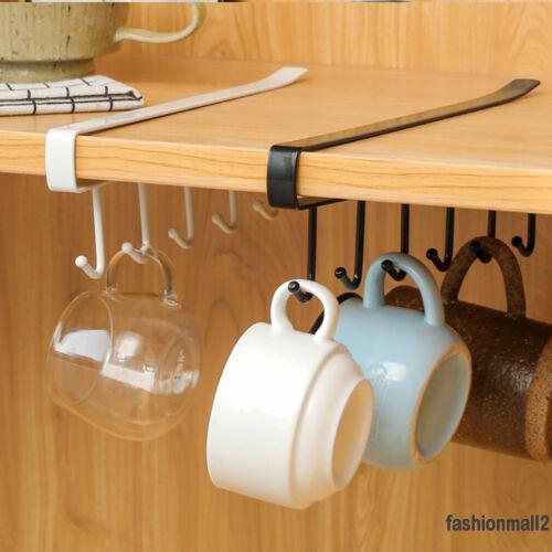 ℛkitchen 6 Hooks Coffee Cup Mug Holder Under Cabinet Iron