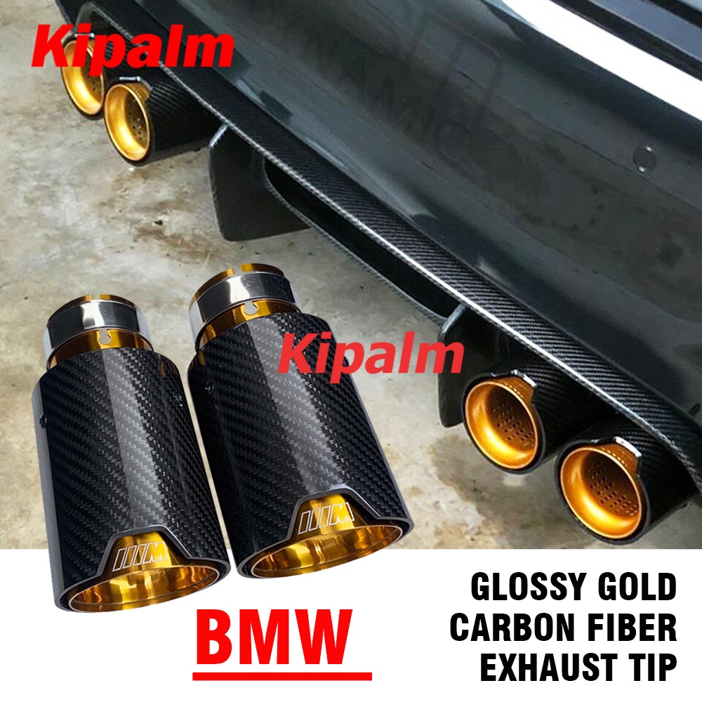 M Performance Style Gold Stainless Steel Inner Pipe Carbon Fiber Exhaust Tip for BMW F30 F31 F20