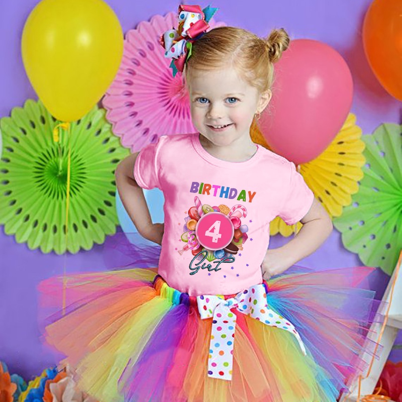 CandyLand Birthday Print Tshirt Lollipop Sweetie Girl Top Tees