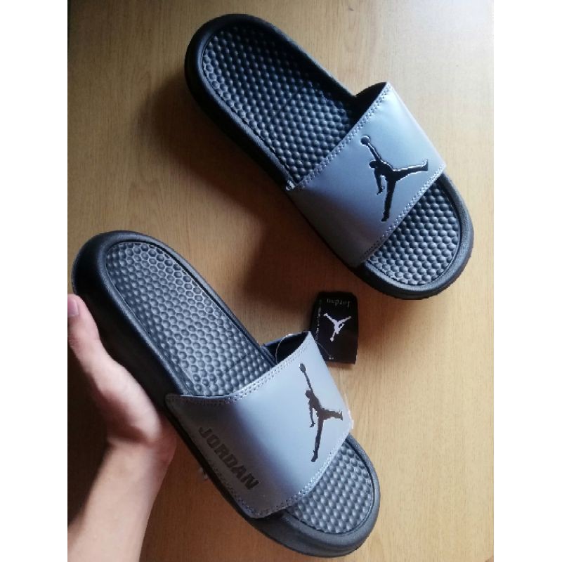 gray jordan slides