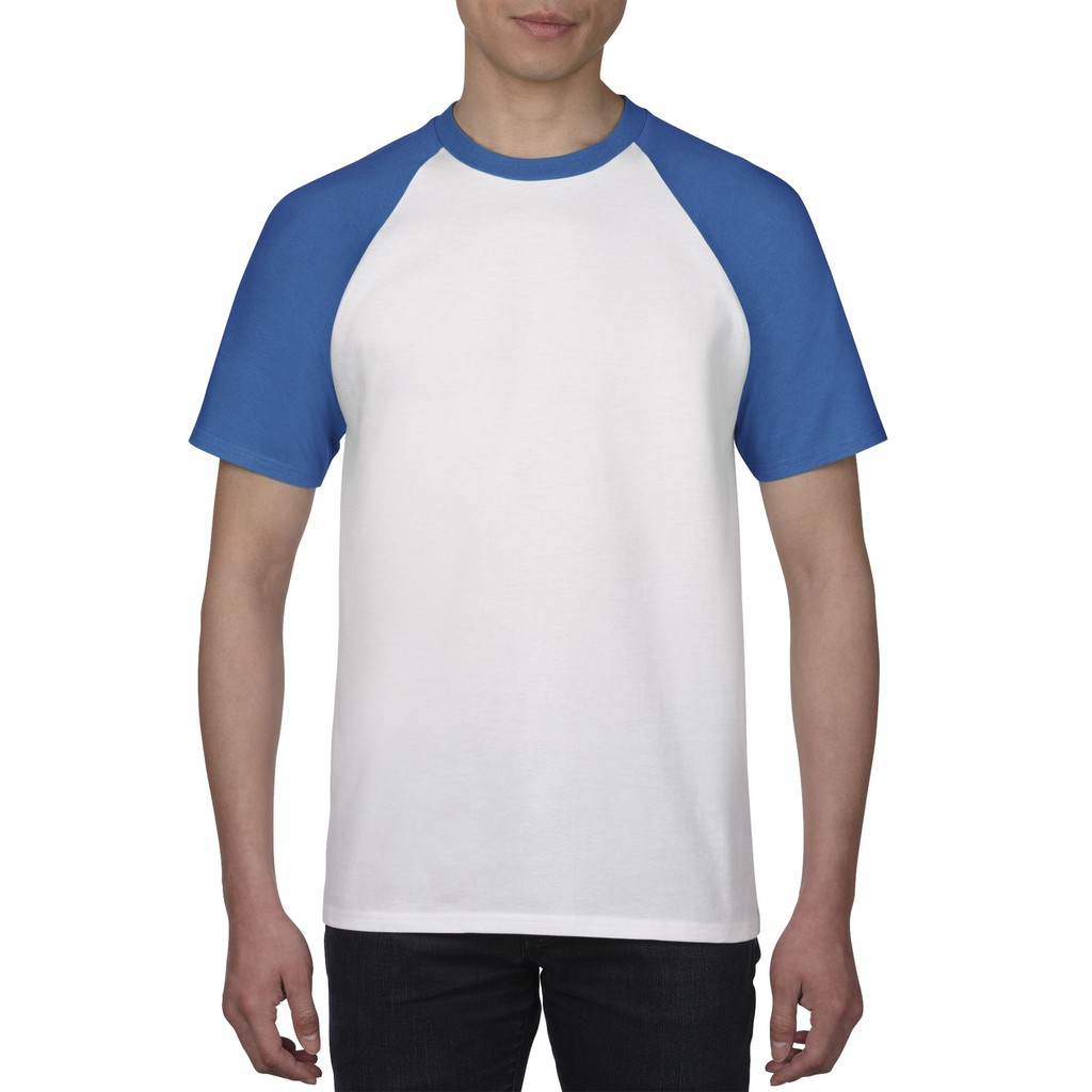 Gildan Premium Cotton Adult Raglan T Shirt White Royal Shopee Philippines 6474