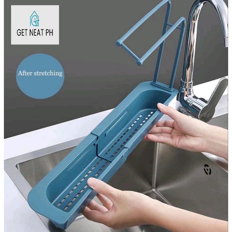 Telescopic Shelf Hanging Dishcloth Rack Drain Basket Sink Shopee