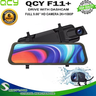 [QCY F11+  FHD] WIFI 2K Car Dvr Camera 9.66 Inch Streaming Rear View Mirror Dash Cam