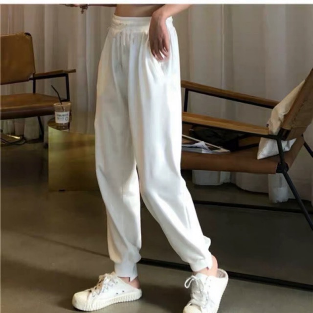 plain white track pants