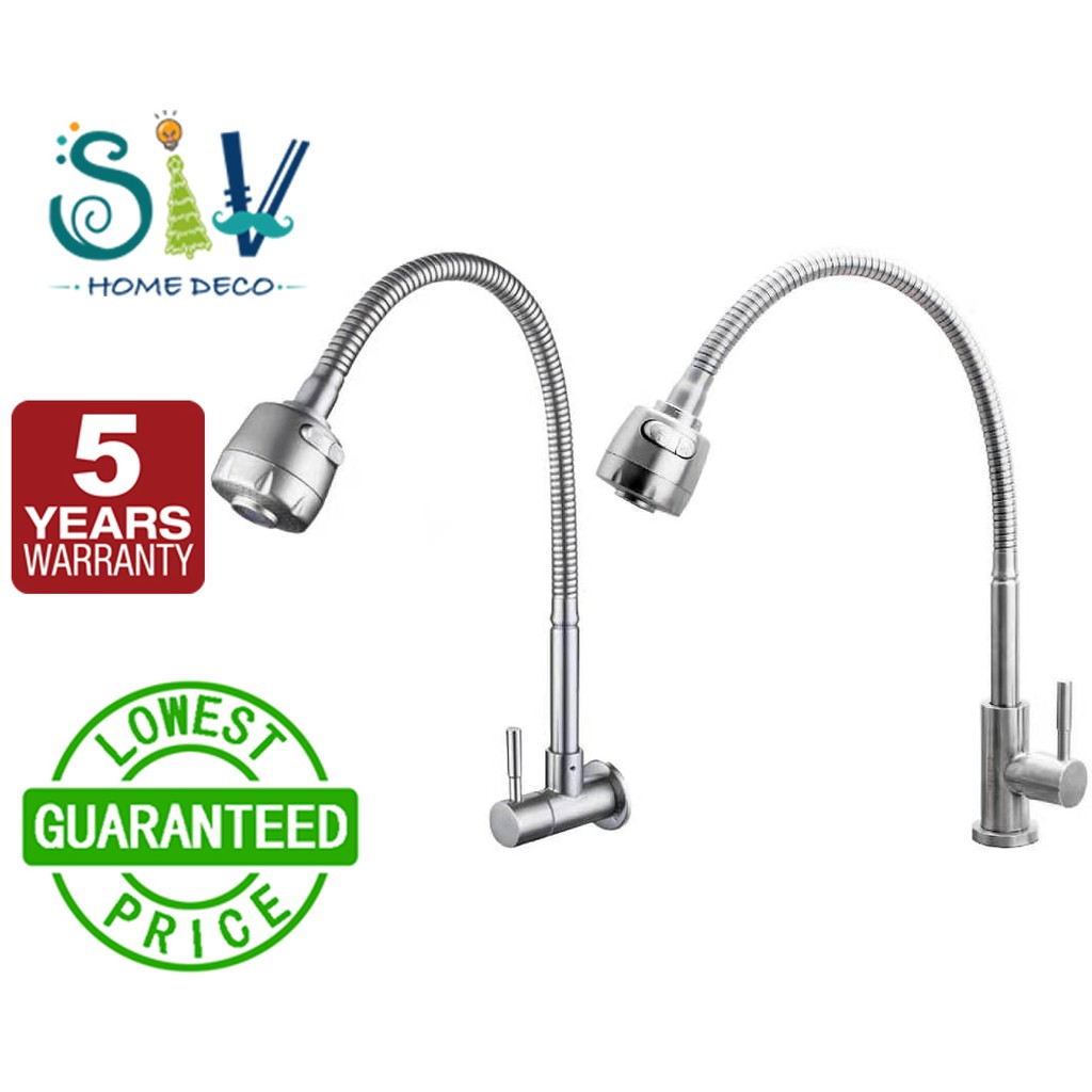 Siv Stainless Steel 304 Kitchen Faucet Single Cold With Flexibale