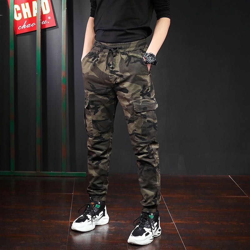 <brand new>◈Camouflage 6 Pocket Men Sweats Sports Fitness Men Pants Joggers Slim Fit Cargo Pants fo