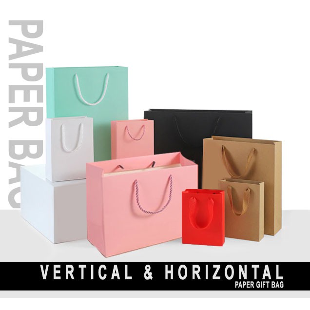 1pc Kraft Paper Bag Wedding Party Gift Packing Bag Resuable Shopping Bag Black 