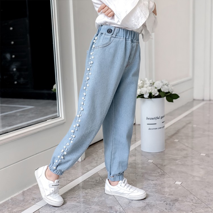 girls jeans with pearls