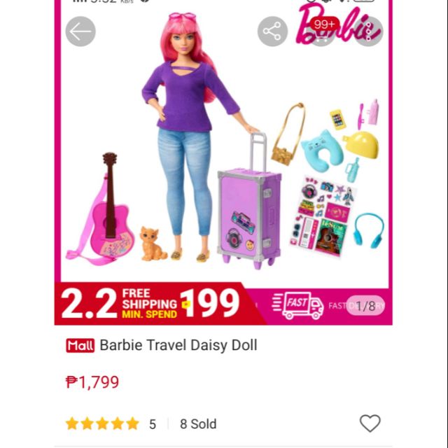 barbie daisy travel doll and accessories