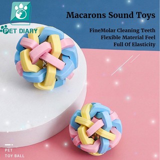 【Ready Stock]▲[New product] Pet Dog Toys Rainbow Ball with Bell Teeth Cleaning Training Chew Toy