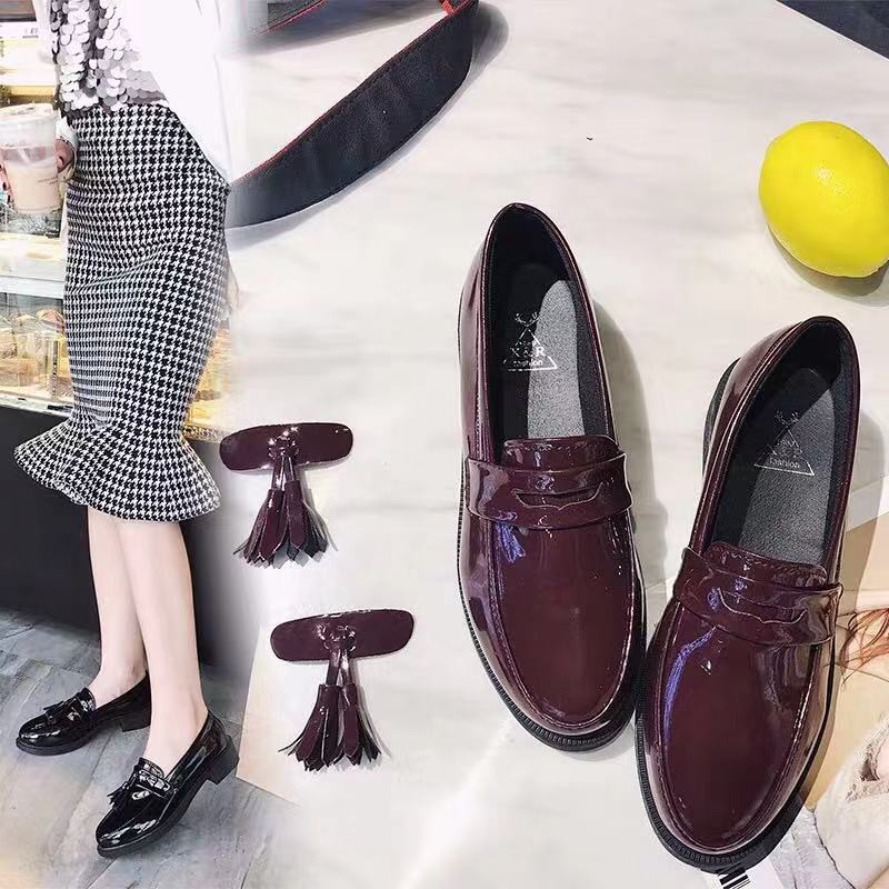 men's vintage leather loafers lazy single shoes