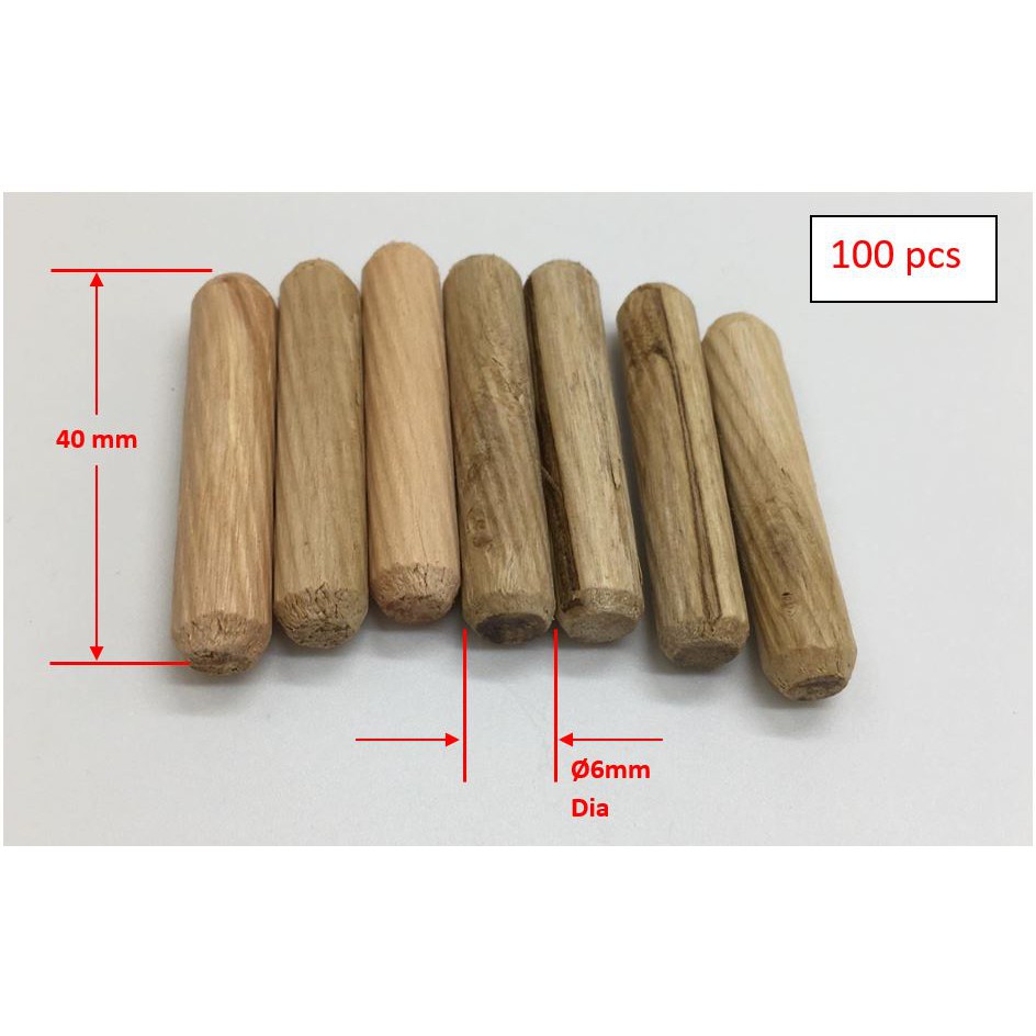6X40mm, (100pcs), Wooden Dowel Pins, Diagonally Fluted Shopee Philippines
