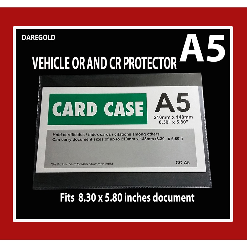 A5 CARD CASE, DOCUMENT PROTECTOR 8.3" x 5.8" (inches size) Shopee
