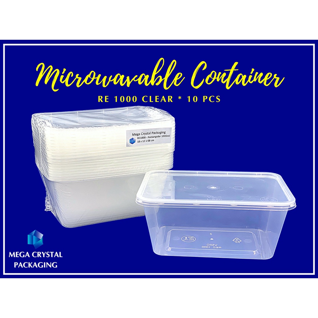 Microwavable Container Re 1000 Rectangular 1000 Ml 10 Pcs Per Pack Clear Shopee Philippines