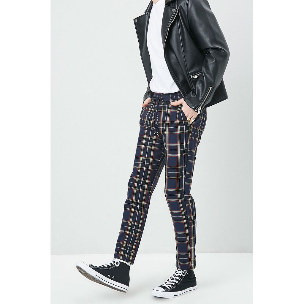 mens plaid print pants