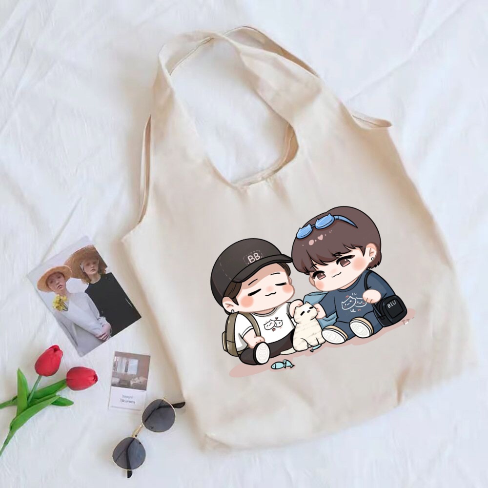 KINNPORSCHE Canvas Bag Cloth Bag BUILD Womens Summer Shoulder Bag Class College Students Vest Bag Go Out Portable Shopping Bag
