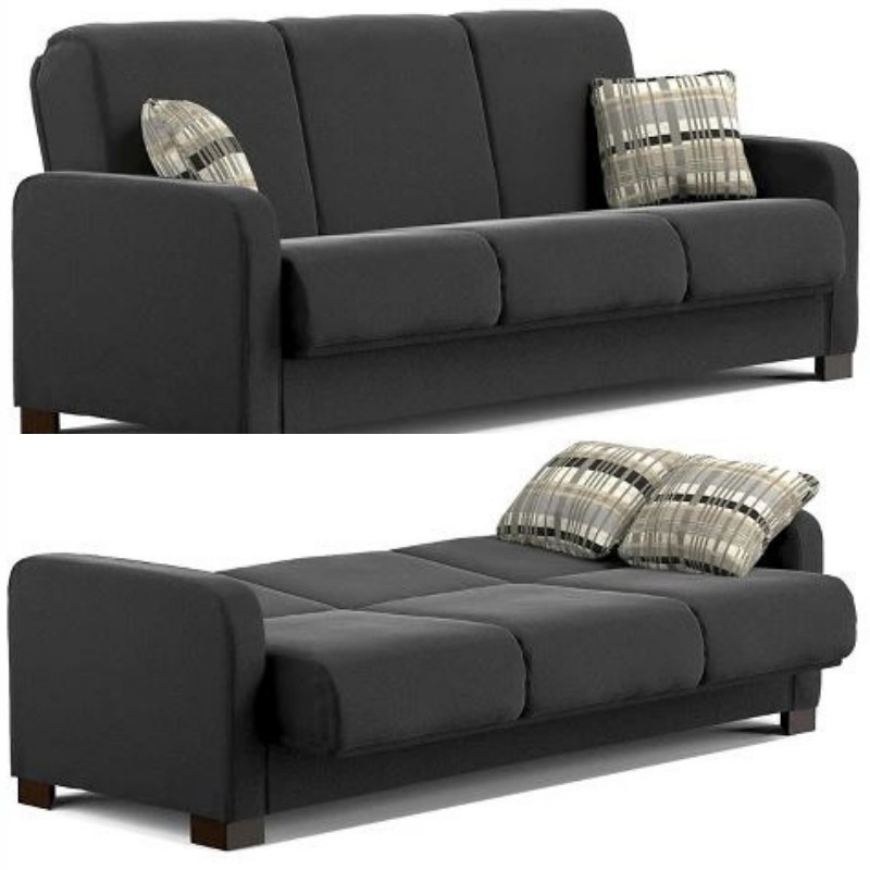 Convert A Couch Black Microfiber Futon, Black Sofa Bed Couch