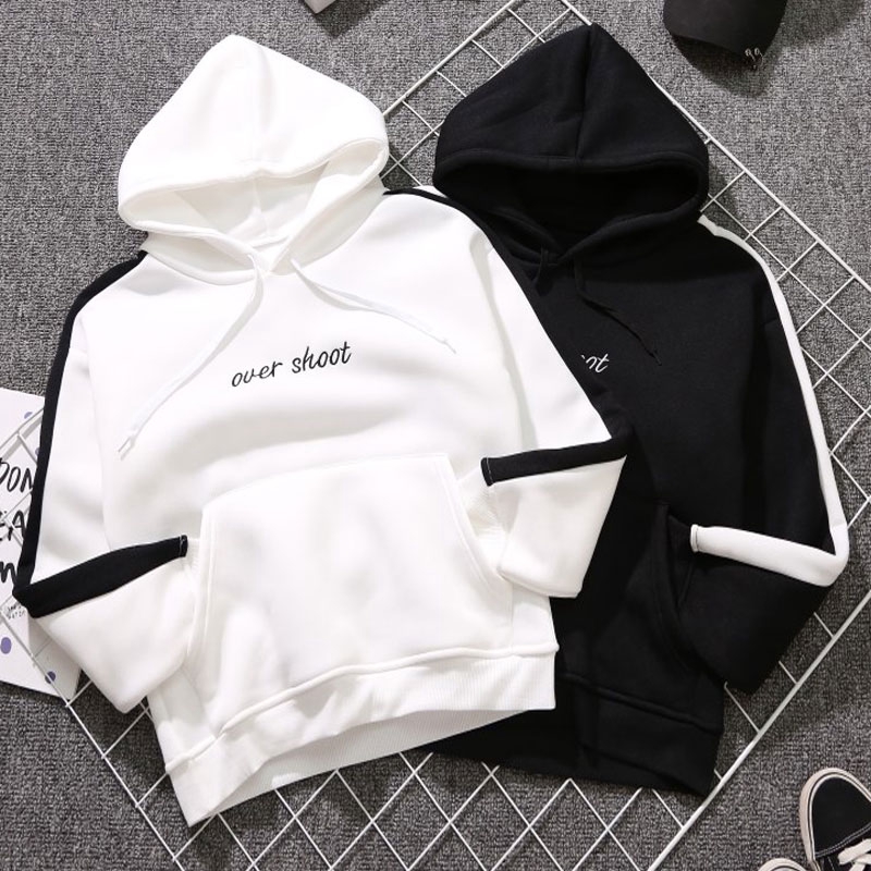 black jacket with white hoodie