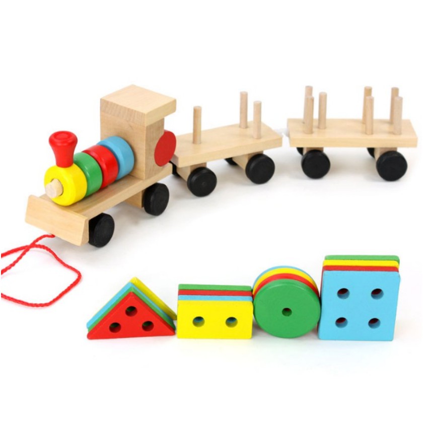 wooden train stacking toy