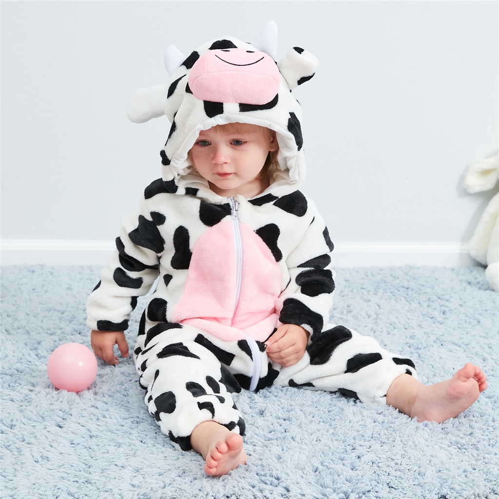 Baby Kigurumi Tiger Cow Lion Cartoon Romper infant Kids Animal Jumpsuit Girls Boys Pajamas Costume