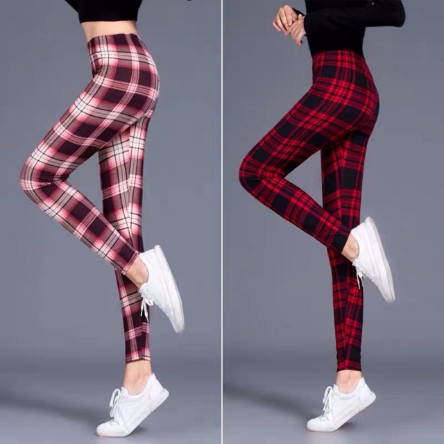 F&F 6colors Ladies Makapal Checkered Leggings (SIZE: Free-Size, fits 25 ...