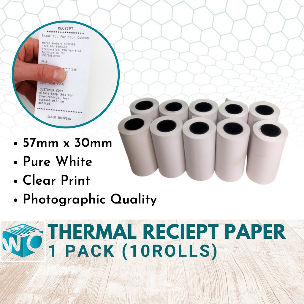 10 Rolls Thermal paper 57mm x 30mm Cash Register paper for Thermal