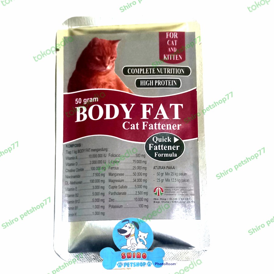 Body Fat Multivitamins Fattening Cat Dog Fattener 50 gr Shopee