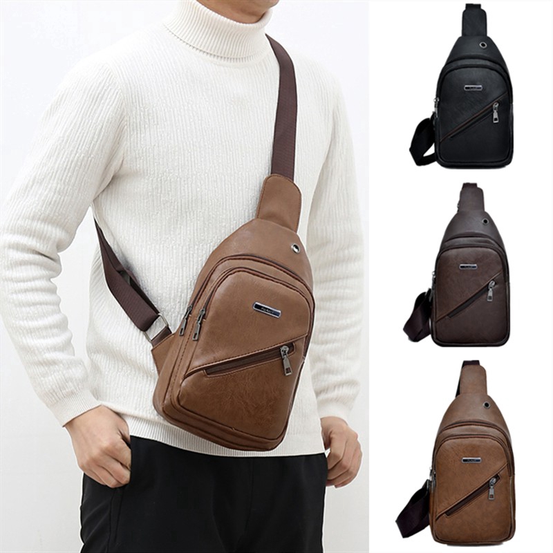 leather sling chest bag