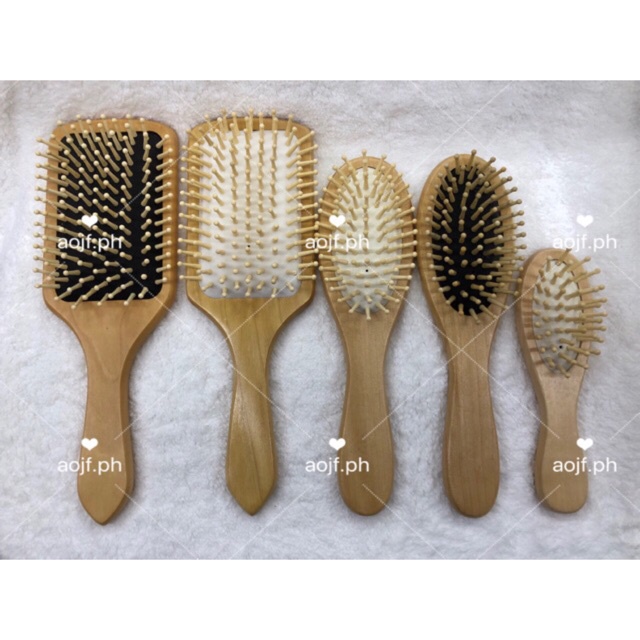 Aojf Wooden Paddle Hair Brush Comb Mirror Shopee Philippines 9972