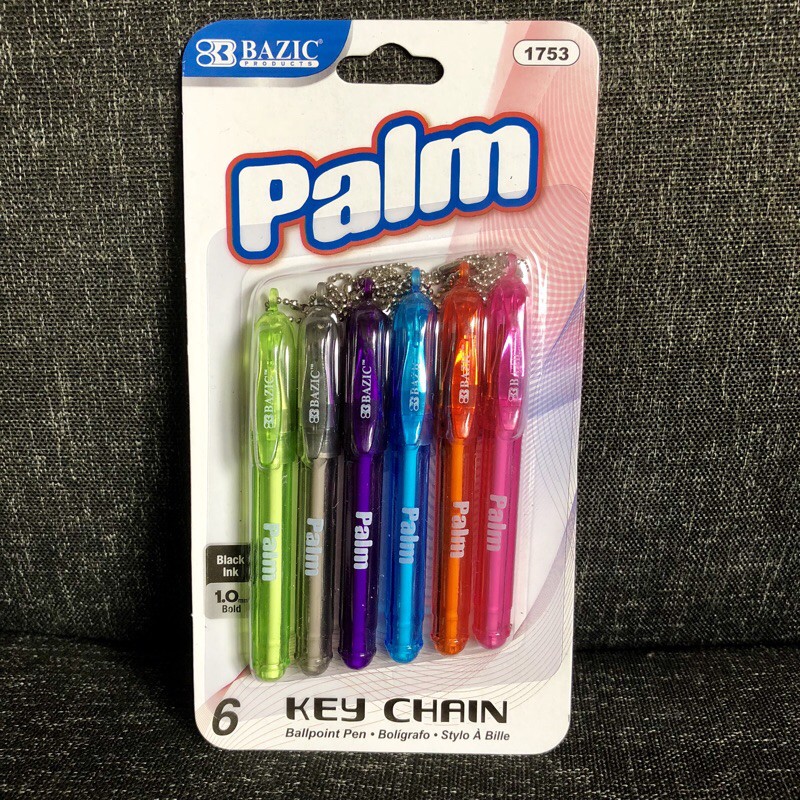 6 Per Pack \ Bazic Palm Key Chain Mini Ballpoint Pen 3 Pk Total of 18 Pens 
