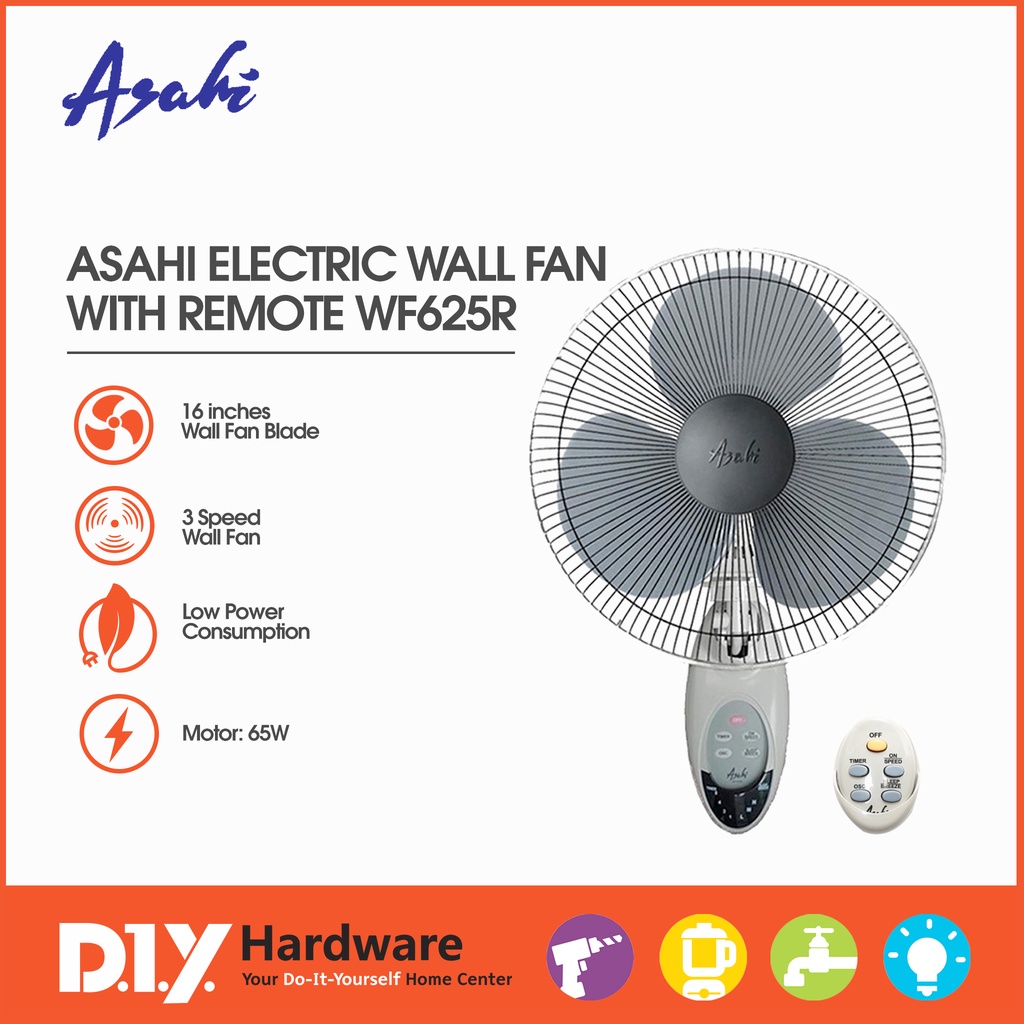 Asahi WF625R Remote Controlled Wall Fan 16in. Shopee Philippines