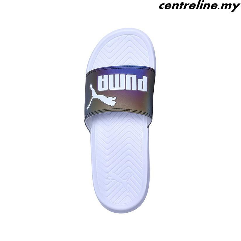 white puma slippers