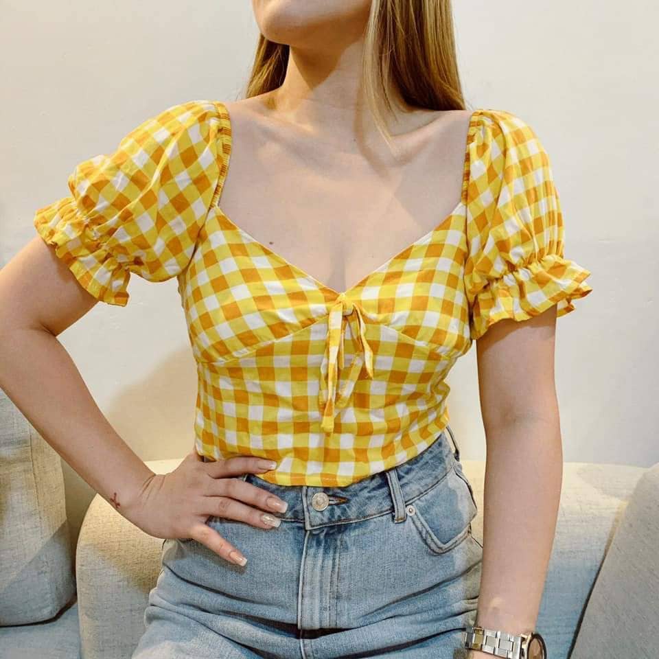 yellow checkered top