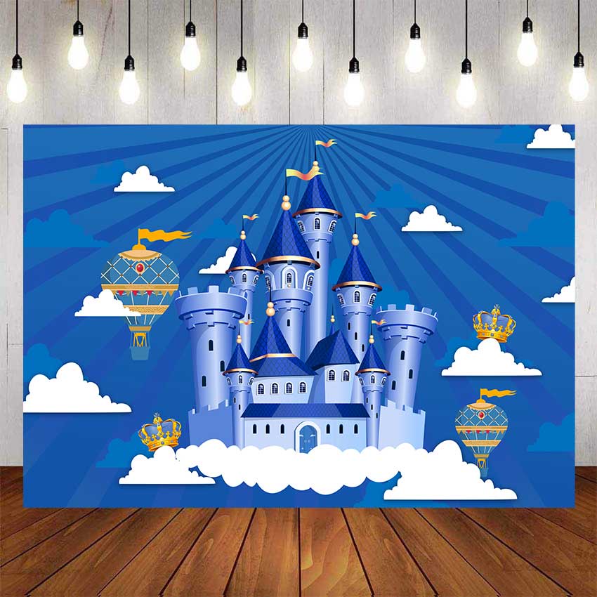 Roly Blue Prince Castle Backdrop For Photography Baby Shower Kids Blue ...