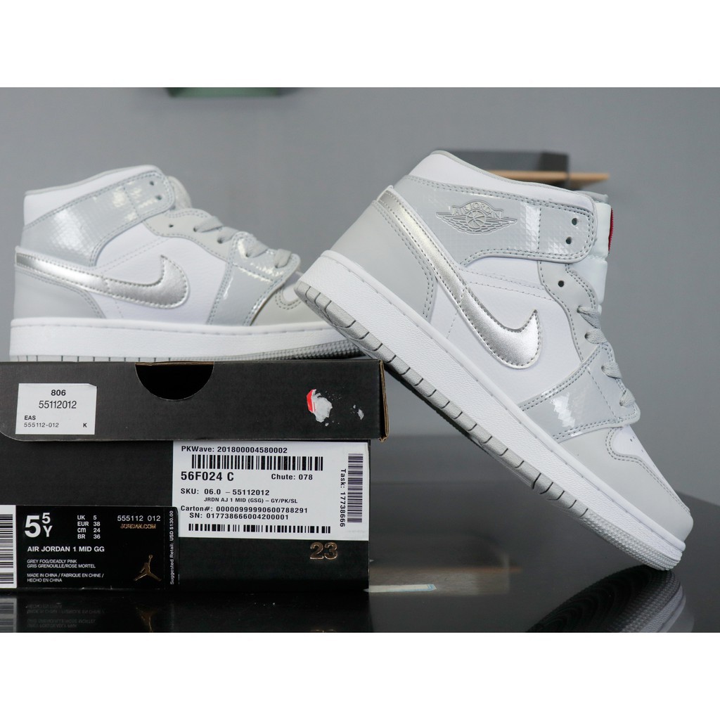 gray and white jordan 1