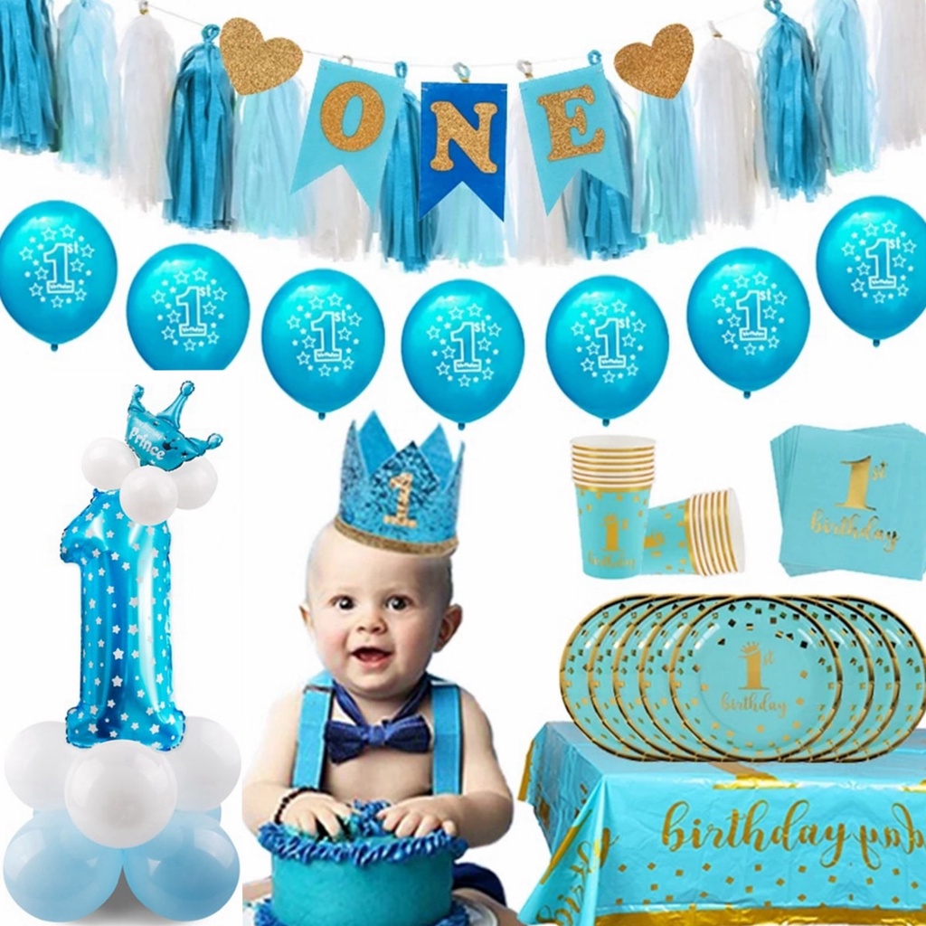 One Year Birthday Boy Baby Shower Birthday Party Decoration 1st Birthday Party Supplies 1 Year Old