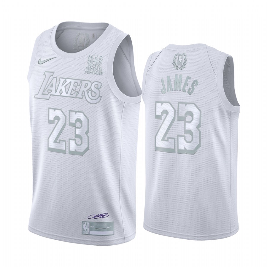 The Best Gift Fan Jersey 2020 Lakers Championship #23 MVP James Basketball Uniform Breathable and Comfortable Fabric Washable Sports Basketball Jersey for Fans White-L 