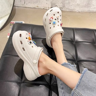 miss.puff crocs platform high-heeled sandals Thick bottom slippers for women colg with jibbitz