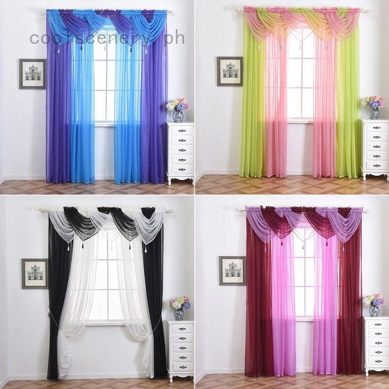 Tassled Voile Curtain Swags All Colours Pelmet Valance Net