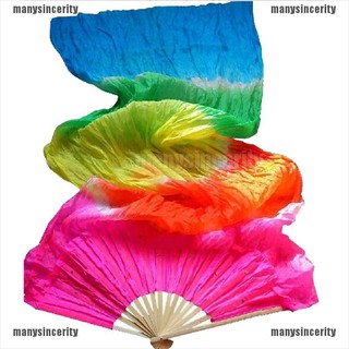 Colorful Silk Veil Folk Art Chinese Belly Folding Dance Dancing Bamboo Short Fan 