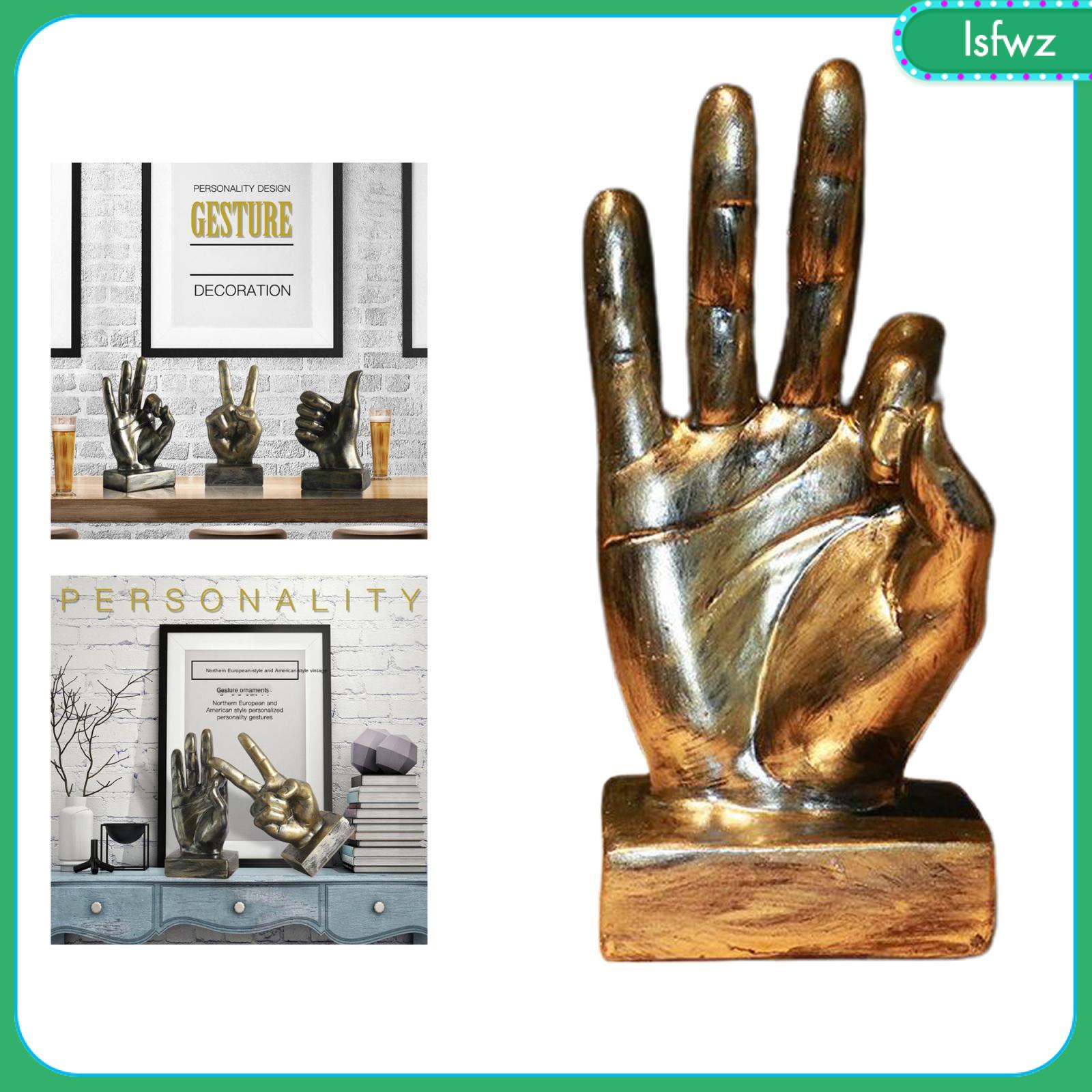 Bronze Resin Hand Gesture Desk Statues Finger Sculpture Decor for