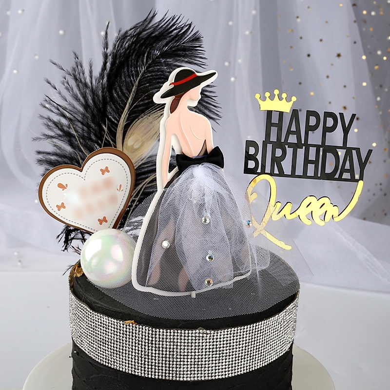 Acrylic Cake Topper Happy Birthday Cupcake Gold King Queen Prince Princess Cake Topper Birthday Party Shopee Philippines