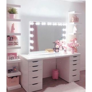 vanity table with mirror and lights ikea