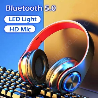 Bluetooth Headset Wireless Headphones Mic LED Light B39 HiFi Sterep Earphones with Microphone