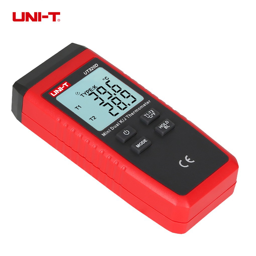 WEIWANA Uni-T UT320D K/J Type Dual-CH Digital Thermocouple Thermometer Handheld Temperature Meter 2Pcs K Type Sensor Probe 0~260℃ 