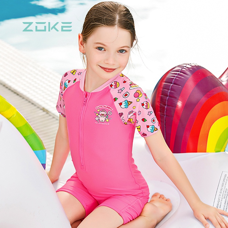 ZOKE Girls Swimsuit UPF 50+ One Piece Casual Boyleg swimwear 121504414 ...