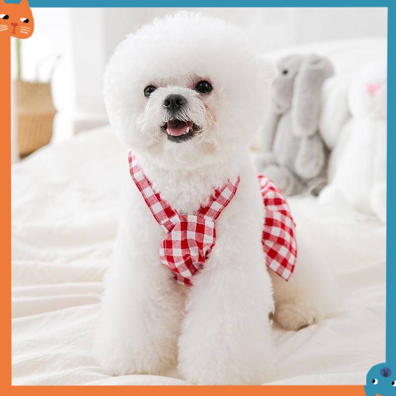 Dog Plaid Dress for Female  Pet Cat Skirt Puppy Outfits clothes