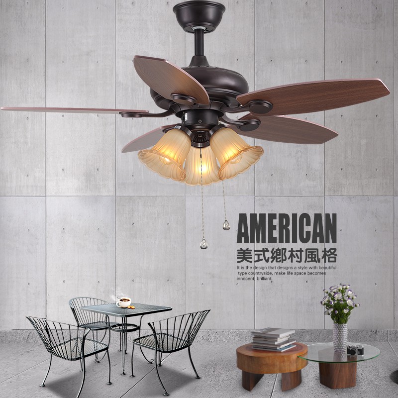 American Retro 42 Inch Fan Lamp Ceiling Fan Light Restaurant