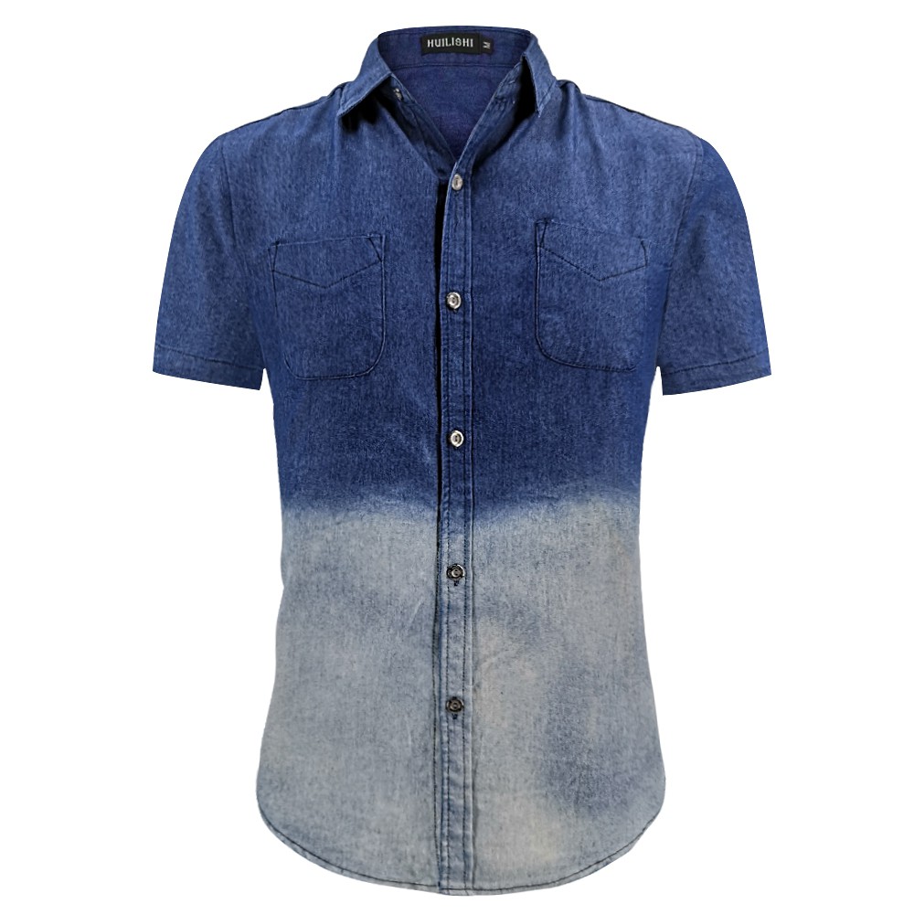 polo short sleeve denim shirt